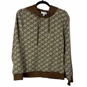 Crocodile Monogram Hoodie 3XL Beige Brown Logo Pullover Casual